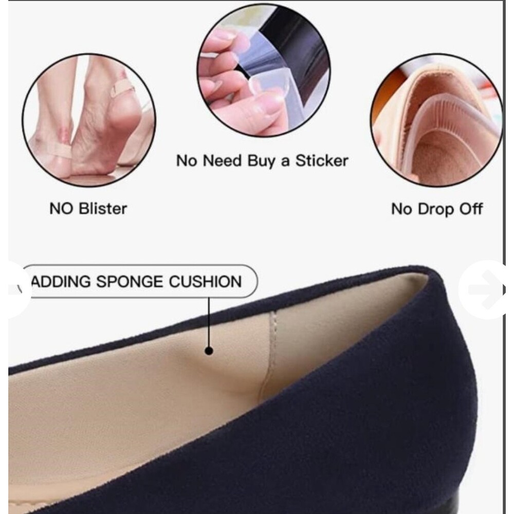 MUSSHOE Navy Blue Pointed Toe Womens Slip- On- Memory Foam Insoles Comfort Flats - Picture 3 of 11